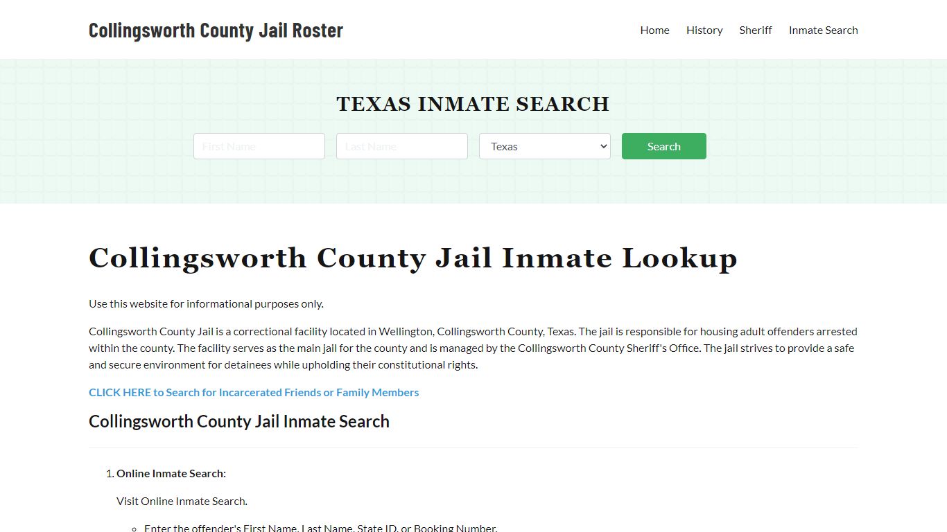 Collingsworth County Jail Roster Lookup, TX, Inmate Search